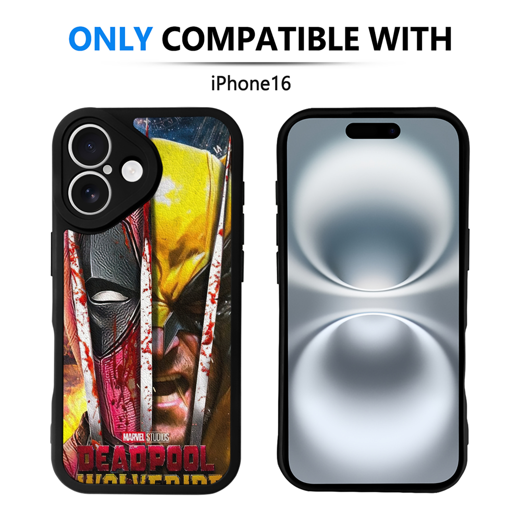 （画像用） Deadpool デッドプール 【iPhone 16シリーズ対応】シリコンスマホケース（レザー調） 材質：シリコン